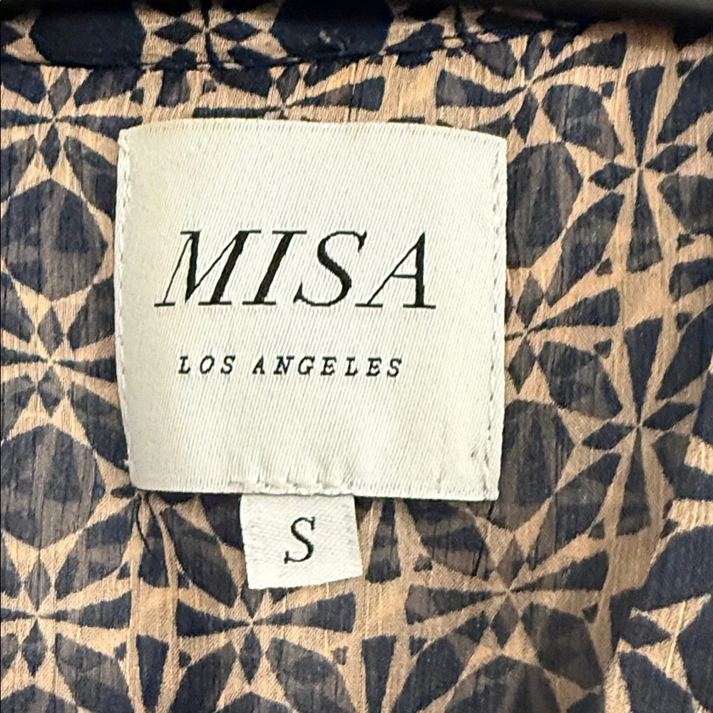 Misa Los Angeles Navy and Tan Patterned Women's Dress - Picture 2 of 4